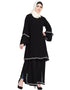 Chic Double Layer Bell Sleeve hand embroidered Abaya Black Women Online shopping USA